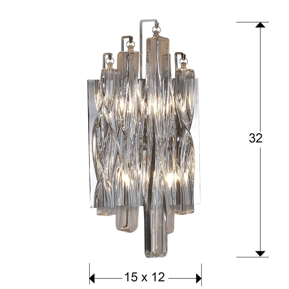 Aplica de perete din Sticla Transparent cu 2 becuri L15x12xH32cm Manacor