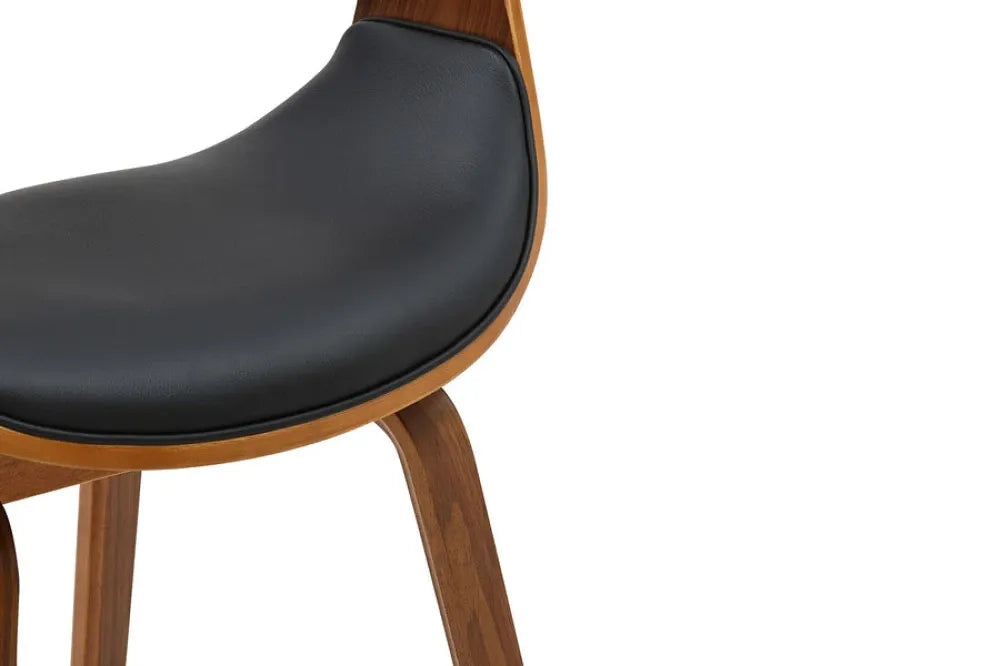 Scaun tapitat cu Piele artificiala Negru si picioare din MDF Maro H79xL56xA60cm ORGANIC