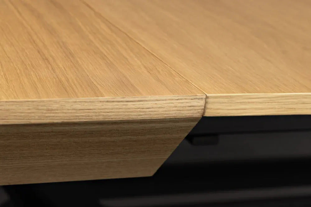 Masa extensibila din MDF/Funir de stejar Maro si Metal Negru L200-320xH76cm GIANT