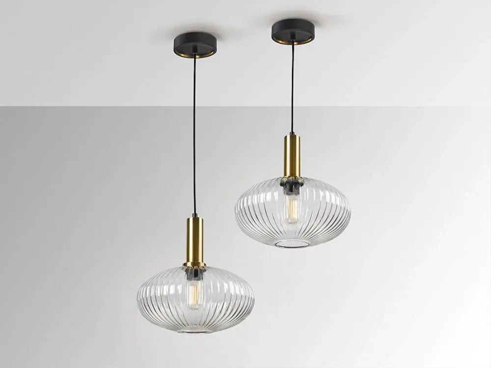 Pendul din Metal Negru si Sticla Transparent D30xH200cm Norma