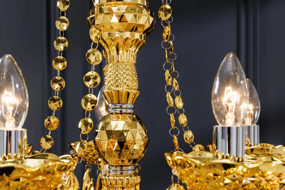 Candelabru din Metal Argintiu si Acrilic Auriu D80xH75cm CRYSTAL