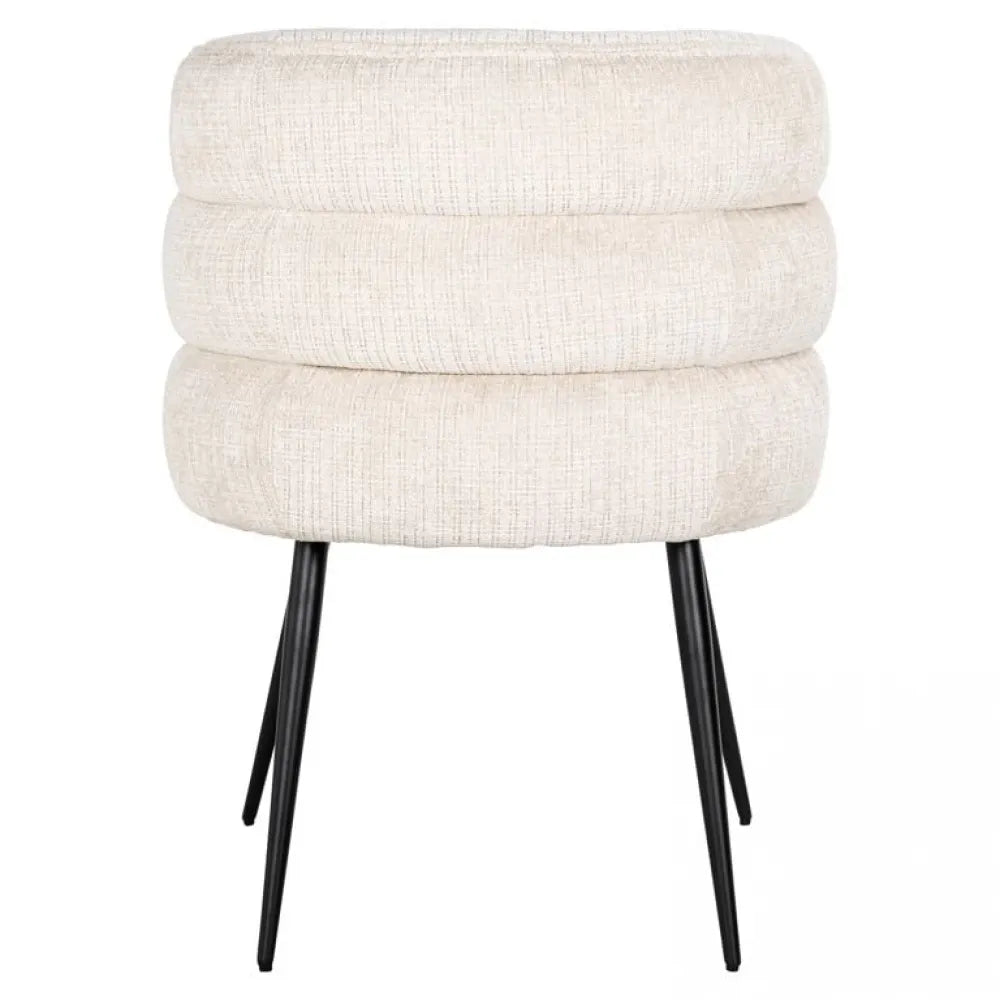 Scaun tapitat cu Chenille ignifug Bej cu picioare din Metal Negru H83xL63xA63cm Stella Richmond Interiors