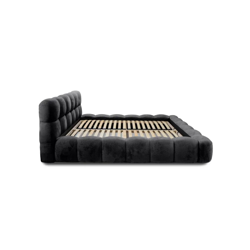 Pat 180x200cm tapitat cu Chenille Negru Boston