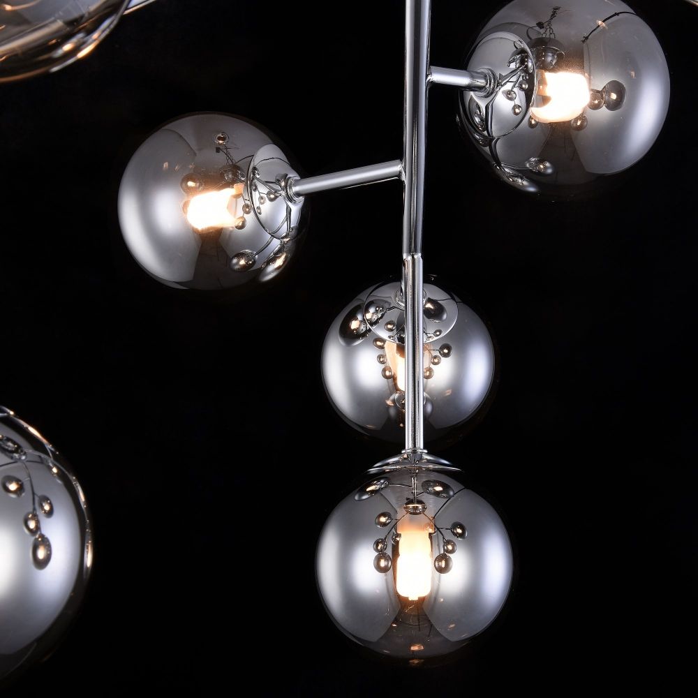 Candelabru Rotund din Metal si Sticla Argintiu/Negru Dallas D60xH20cm