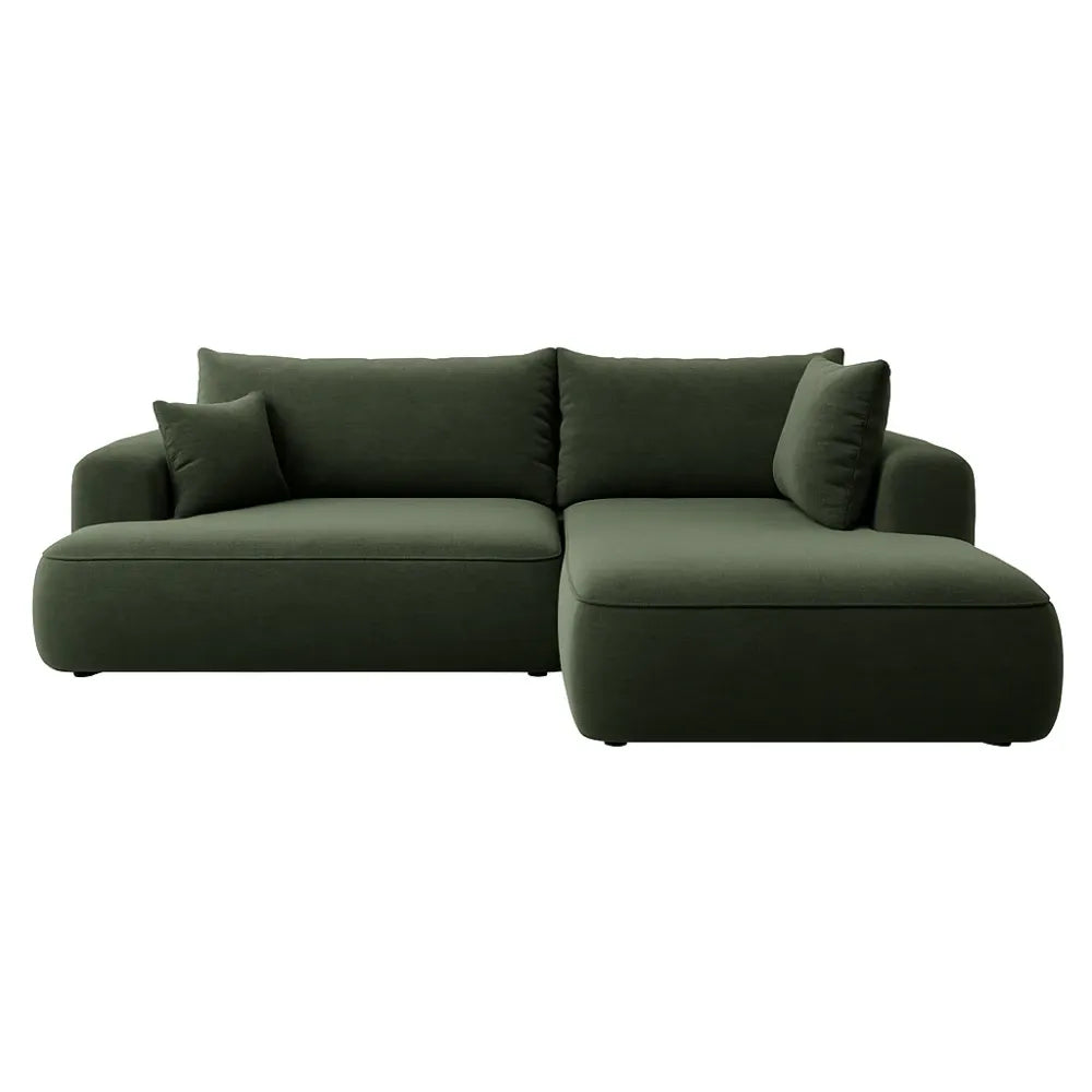 Coltar extensibil Catifea Vogue Verde cu lada depozitare Nubio