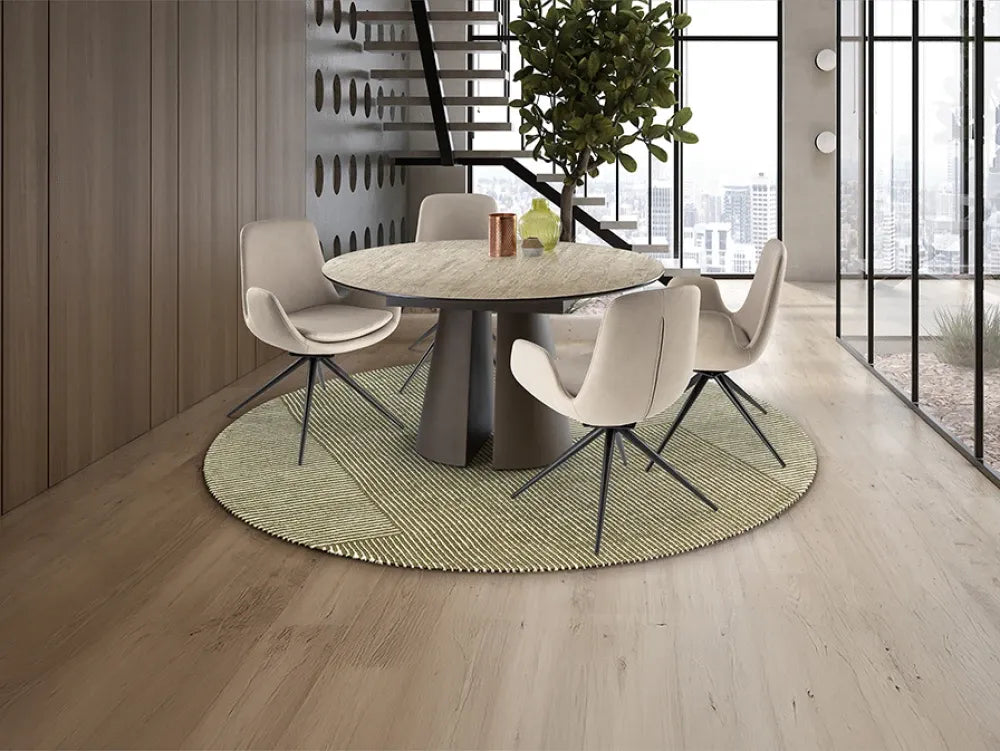 Scaun rotativ din Metal Negru si Poliester Bej L59xH80cm Zuna