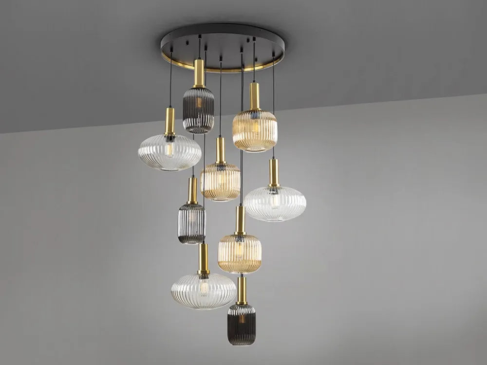 Candelabru din Metal Negru/Alama si Sticla Multicolor D80xH320cm Norma