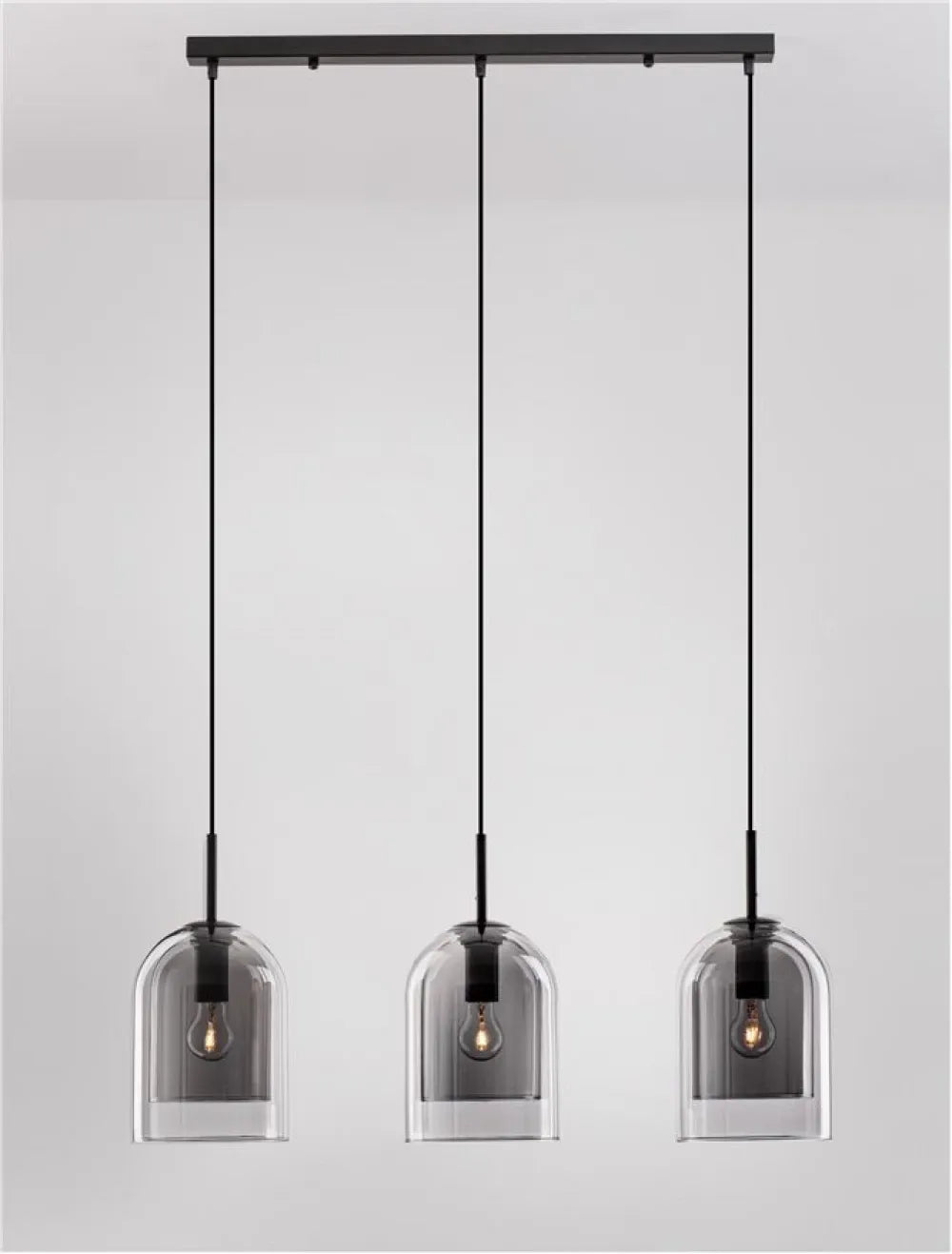 Lustra structura din Metal Negru si abajur din Sticla Fumuriu H158xL70cm IP20 VELOR