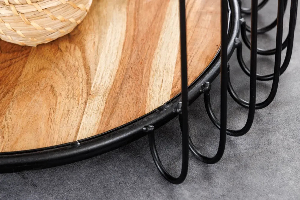 Masuta laterala din Lemn de salcam Maro si Metal Negru L46xH49cm True elements
