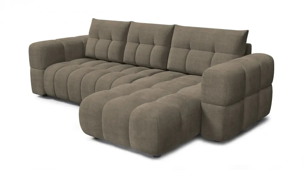 Coltar in forma de L tapitat cu material pet friendly Alias maro L264 x 160cm