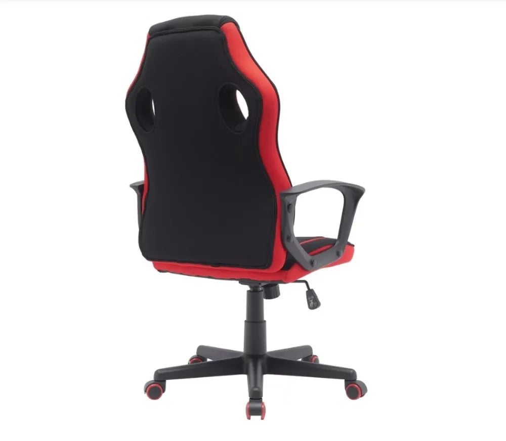 Scaun de gaming cu inaltime reglabila tapitat cu Stofa Negru/Rosu cu picioare din Plastic Negru/Rosu H106-114xL63xA48cm Dakar
