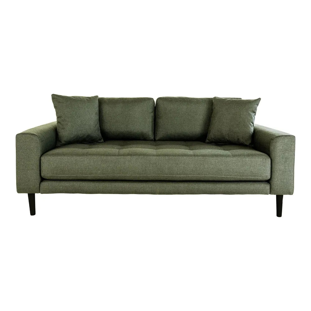 Canapea de 2 locuri cu picioare din lemn de fag negru tapitata cu Stofa Verde L180xH76cm Lido