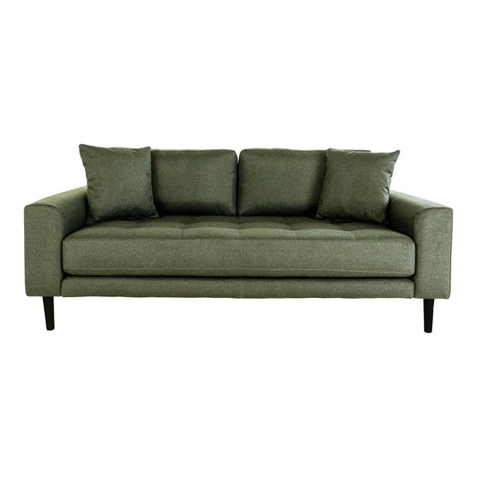 Canapea de 2 locuri cu picioare din lemn de fag negru tapitata cu Stofa Verde L180xH76cm Lido