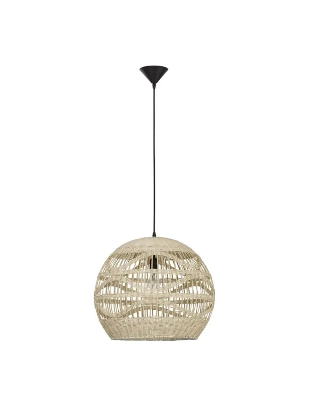 Pendul structura din Metal Negru si abajur din Ratan Bej H205xL48.5cm IP20 MARLO