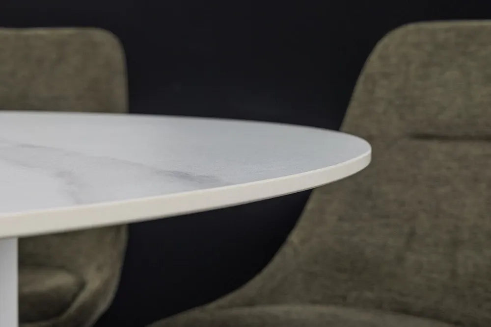 Masa din Ceramica Alb cu efect de marmura si MDF Alb D120xH75cm Unique