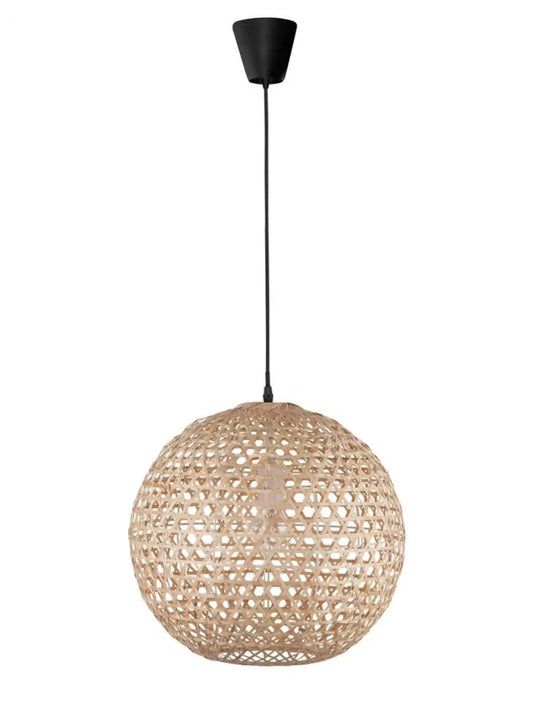 Pendul structura din Metal Negru si abajur din Ratan Bej H250xL40cm IP20 MELODY