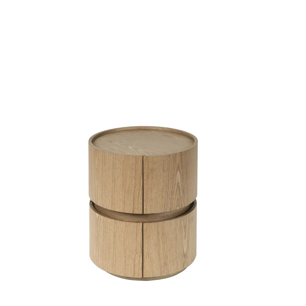 Noptiera rotunda cu 2 sertare Timeo de culoare stejar L40xH50cm