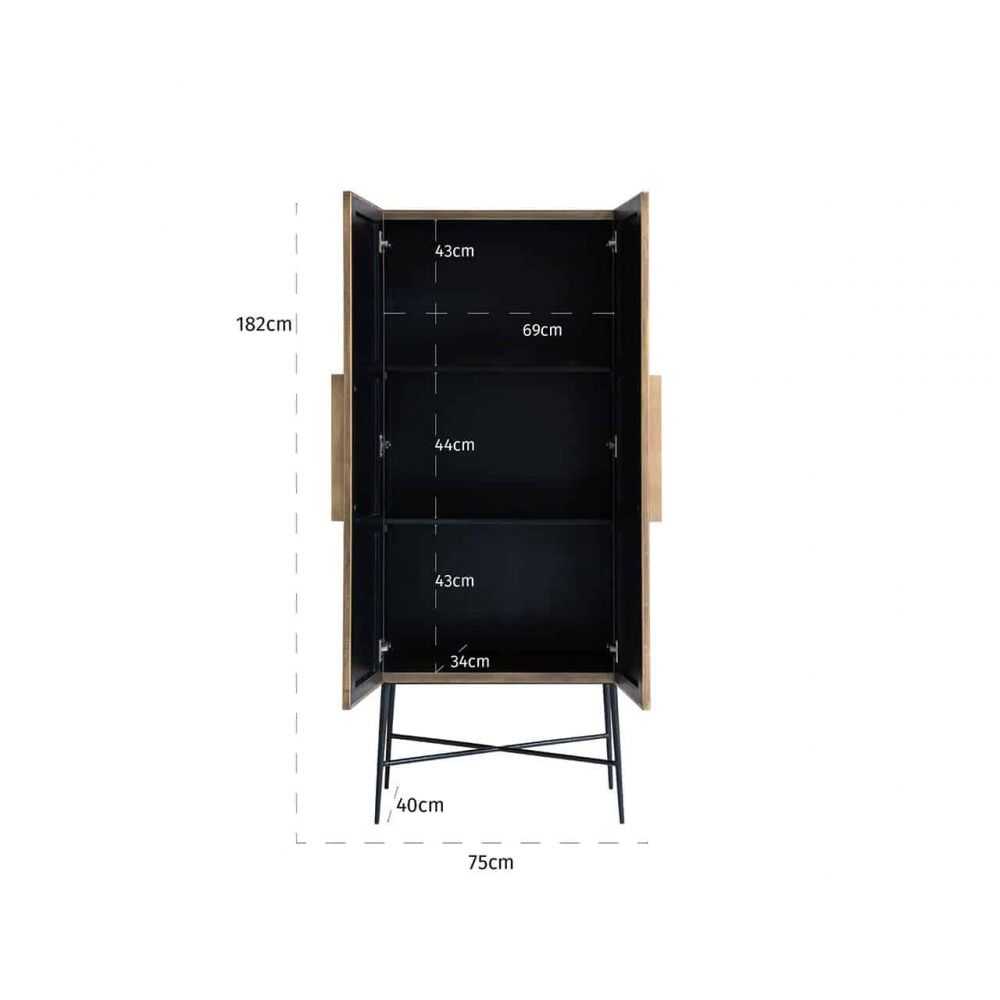 Dulap din MDF si Metal Maro/negru L75xH182cm Ironville Richmond Interiors