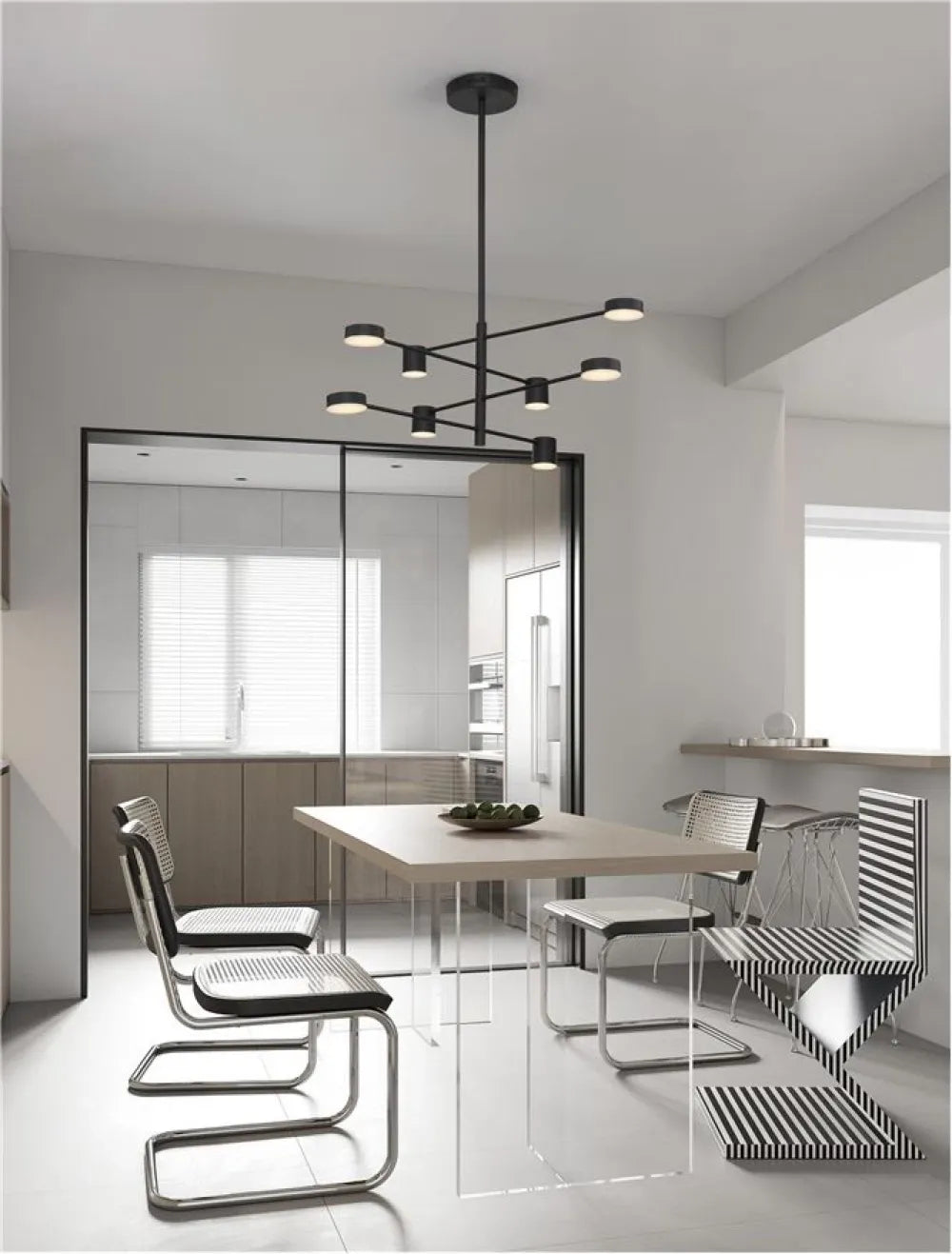 Candelabru structura din Aluminiu Negru si abajur din Acrilic Alb H100xL100cm IP20 40W 690lm 3000k NORDIK