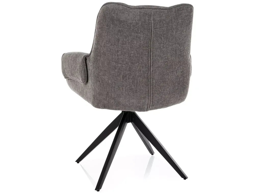 Set 2 Scaune rotative din Stofa Gri si Metal Negru H86xL62xA62cm Gio