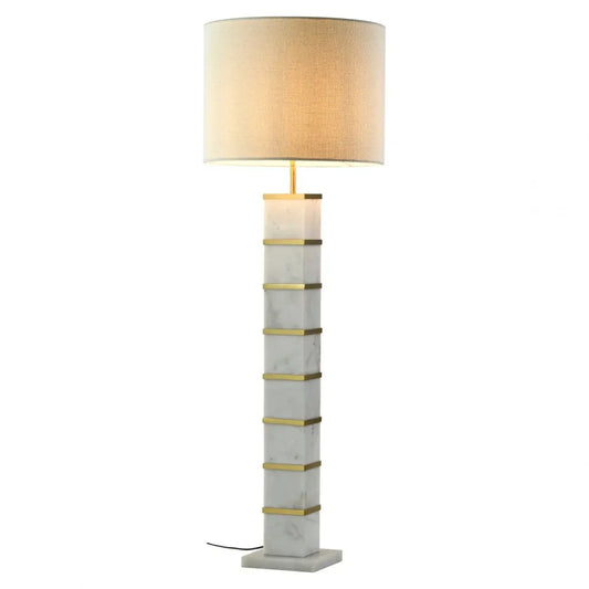 Lampa de podea din Metal/Marmura/Stofa Auriu/Alb D50xH152cm Celinae Richmond interiors