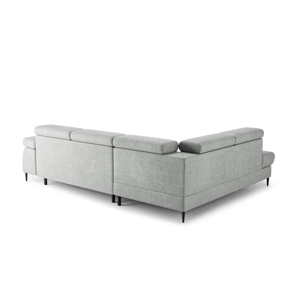 Coltar extensibil tapitat cu Chenille Gri inchis cu lada depozitare Cordoba II