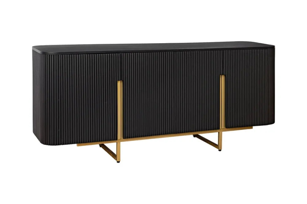 Comoda din Lemn de mango Negru si Metal Auriu L160xH75cm GATSBY