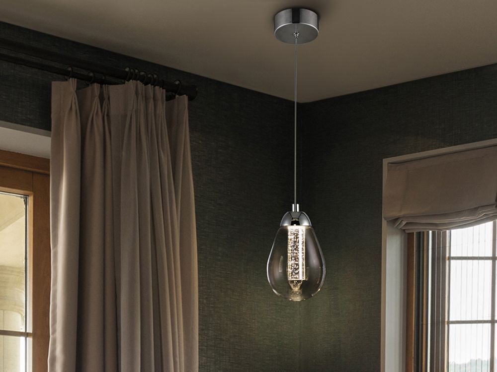 Pendul cu inaltime reglabila din Sticla Transparent cu LED  D12xH150cm Taccia