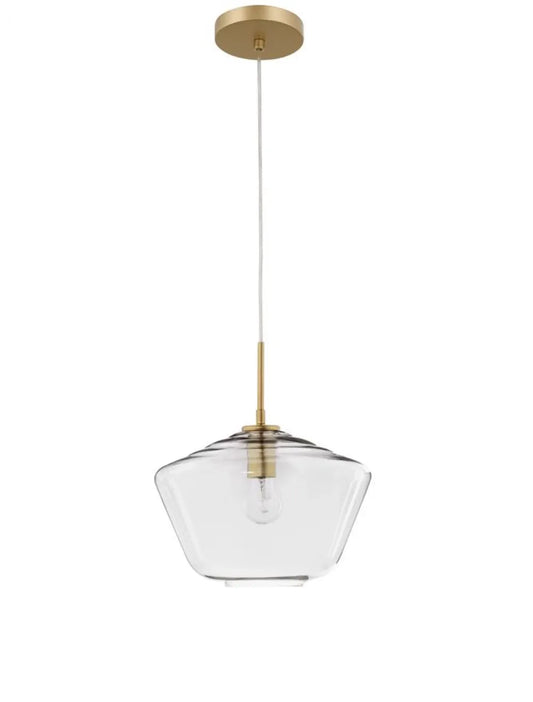 Pendul structura din Metal Auriu si abajur din Sticla Transparent H124xL30cm IP20 PRISMA