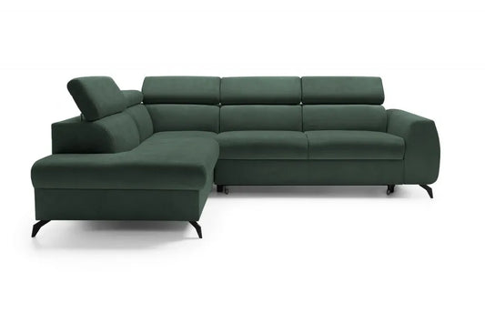 Coltar extensibil cu spatiu depozitare din Stofa Verde Stille