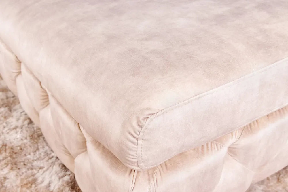 Puf din Metal Negru si Catifea Bej H45xL92cm Modern Barock