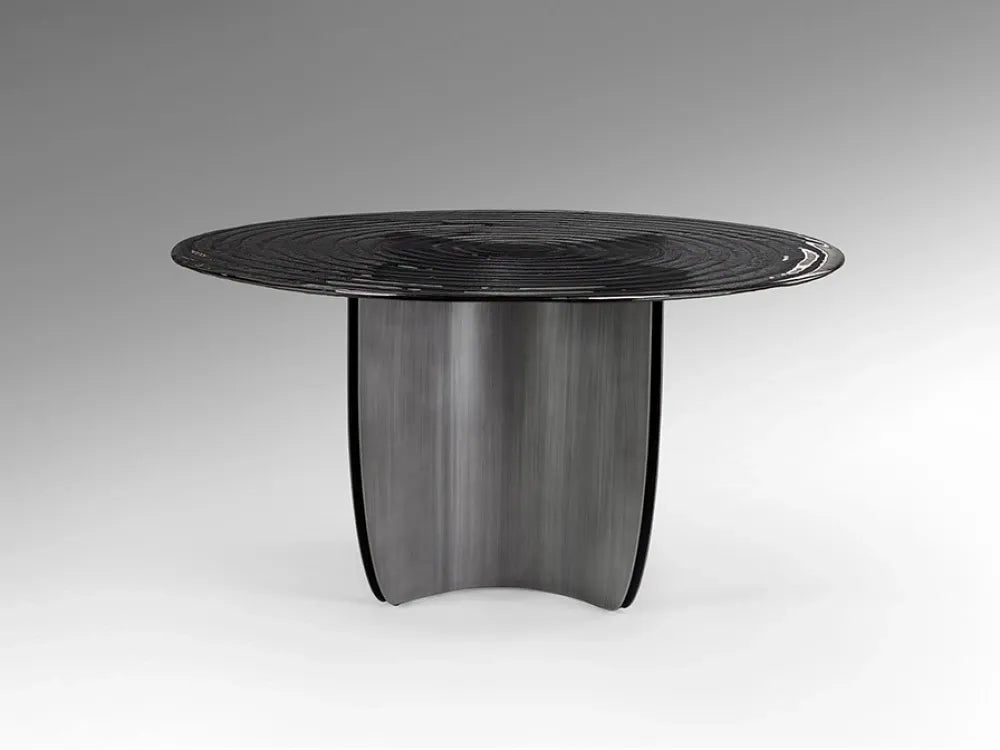 Masa rotunda din Metal Gri si Sticla Gri D150xH75cm Night