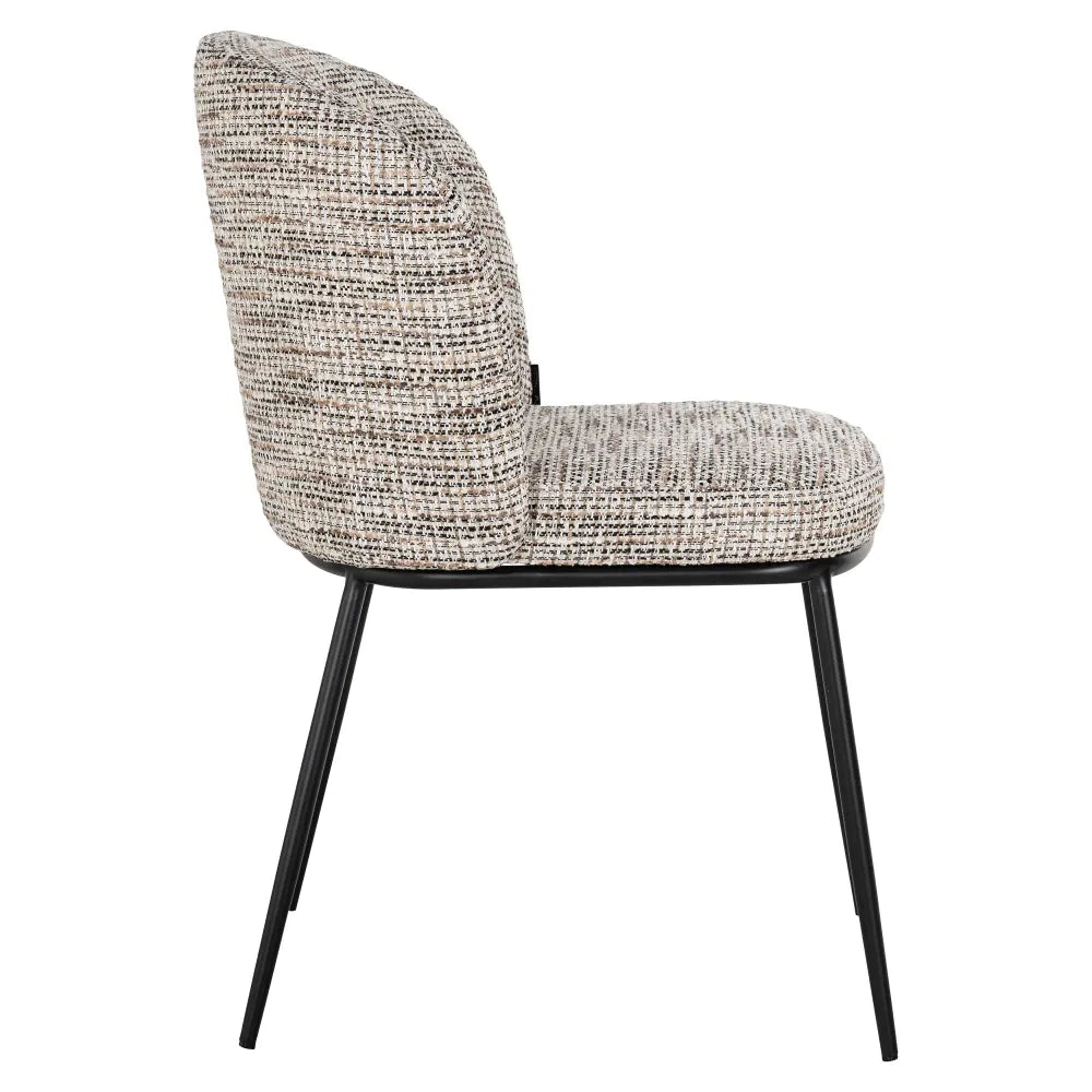 Scaun tapitat cu Stofa Bej cu picioare din Metal Negru H82xL53xA63cm Elvi Richmond Interiors