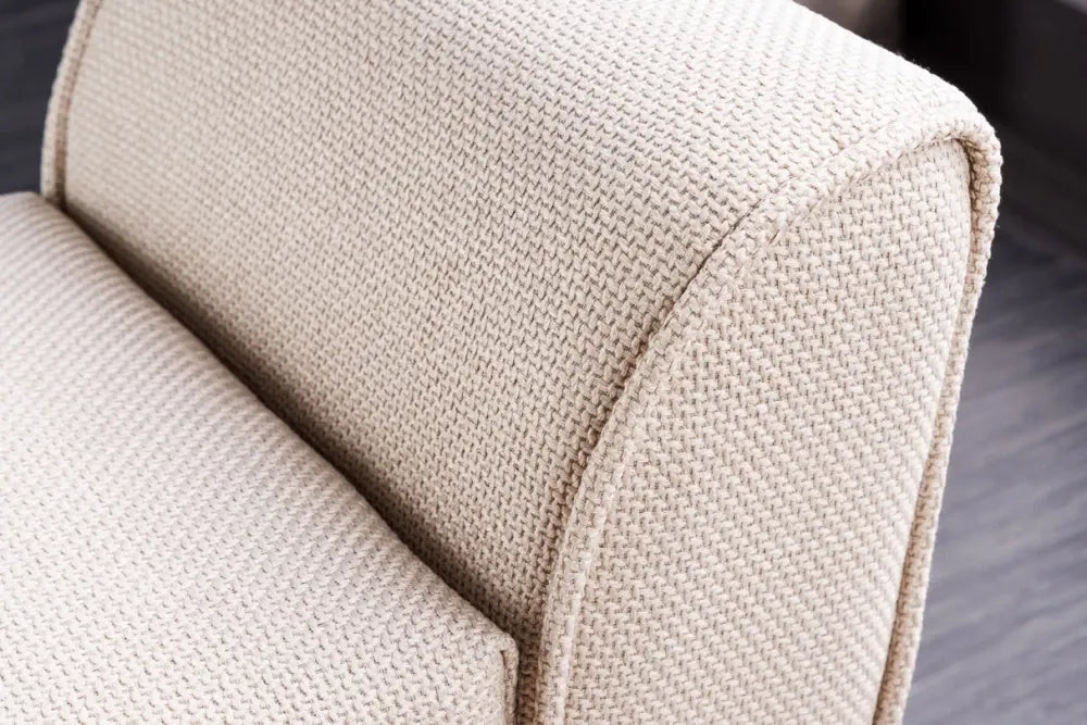 Bancheta din Lemn/Metal Maro/Auriu si textured fabric Bej H56xL90cm Scarlett