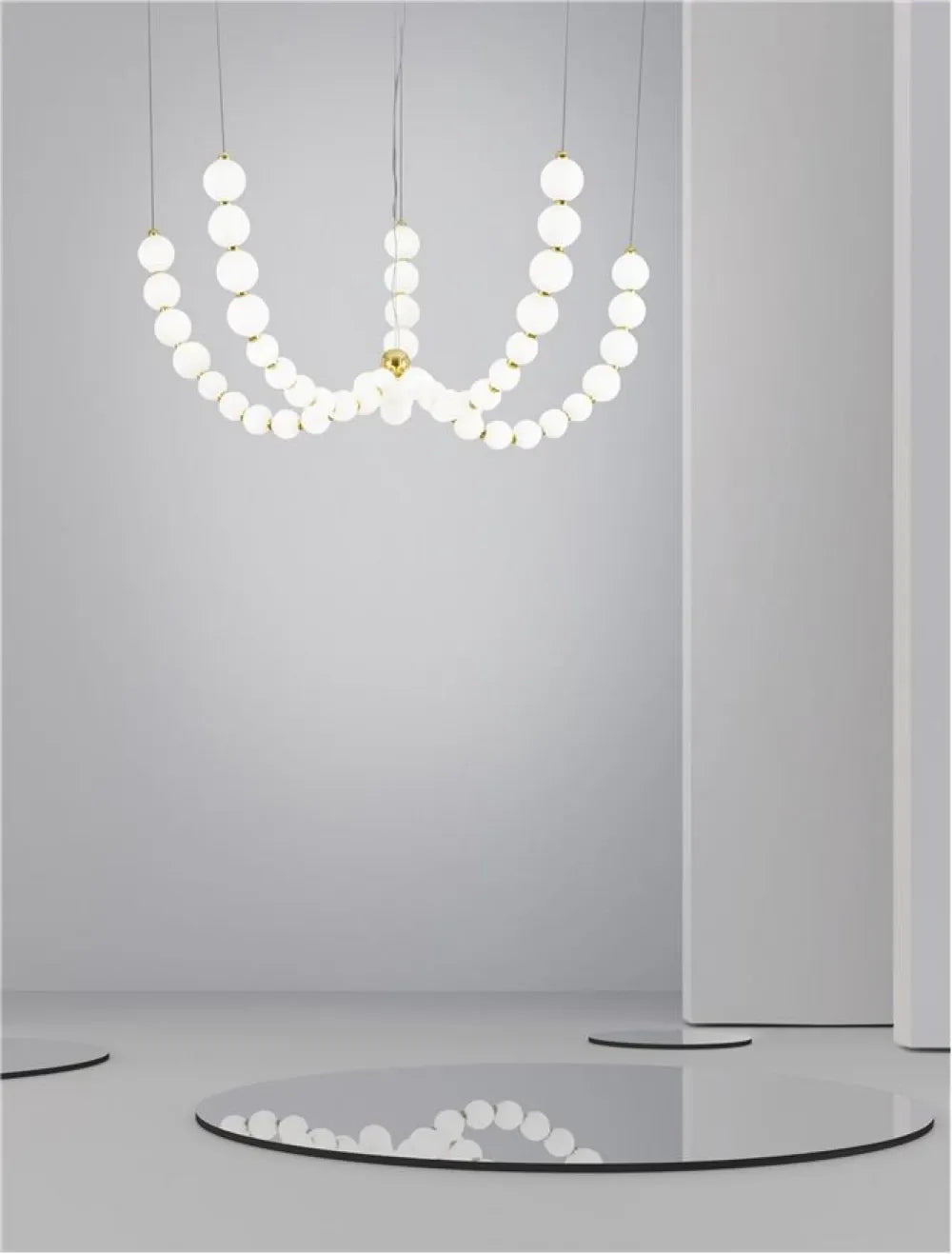 Candelabru structura din Metal Auriu si abajur din Sticla Alb H150xL118cm IP20 125W 11377lm 3000k PERLA