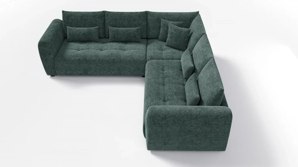 Coltar simetric tapitat cu Chenille Sajma 11 Verde L306x306cm Trezzo