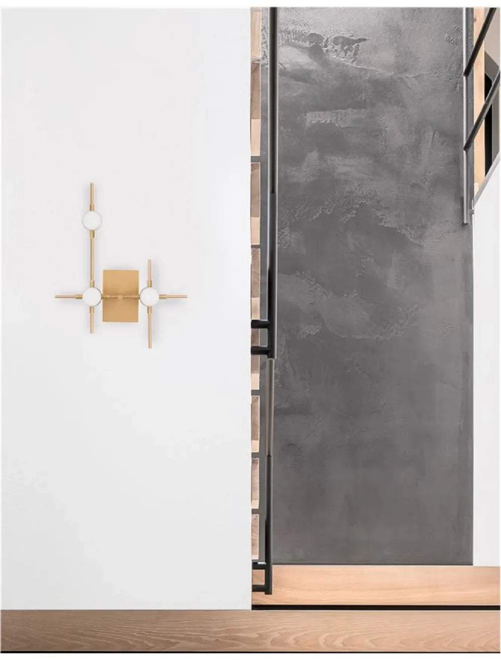 Aplica de perete structura din Metal Auriu si abajur din Acrilic Alb H40xL31cm IP20 9W 605lm 3000k ATOMO