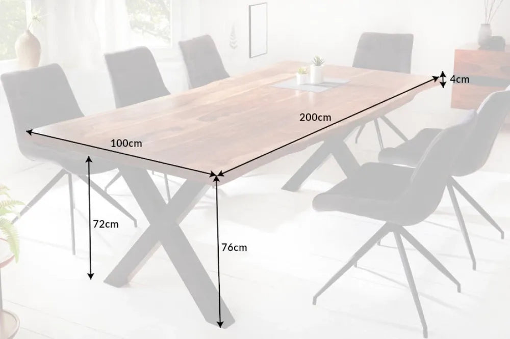 Masa din Lemn de sheesham Maro si Metal Negru L200xH76cm Amazonas