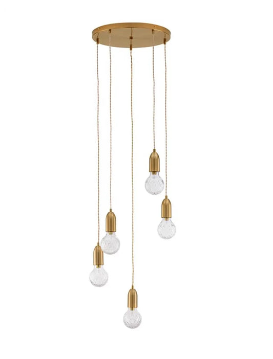 Lustra structura din Metal Alama si abajur din Sticla Transparent H150xL40cm IP20 VEDA
