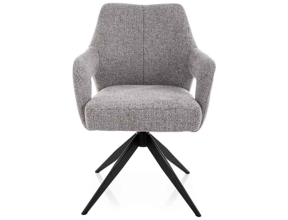 Scaun rotativ din Stofa Gri si Metal Negru H86xL59xA65cm Olsen