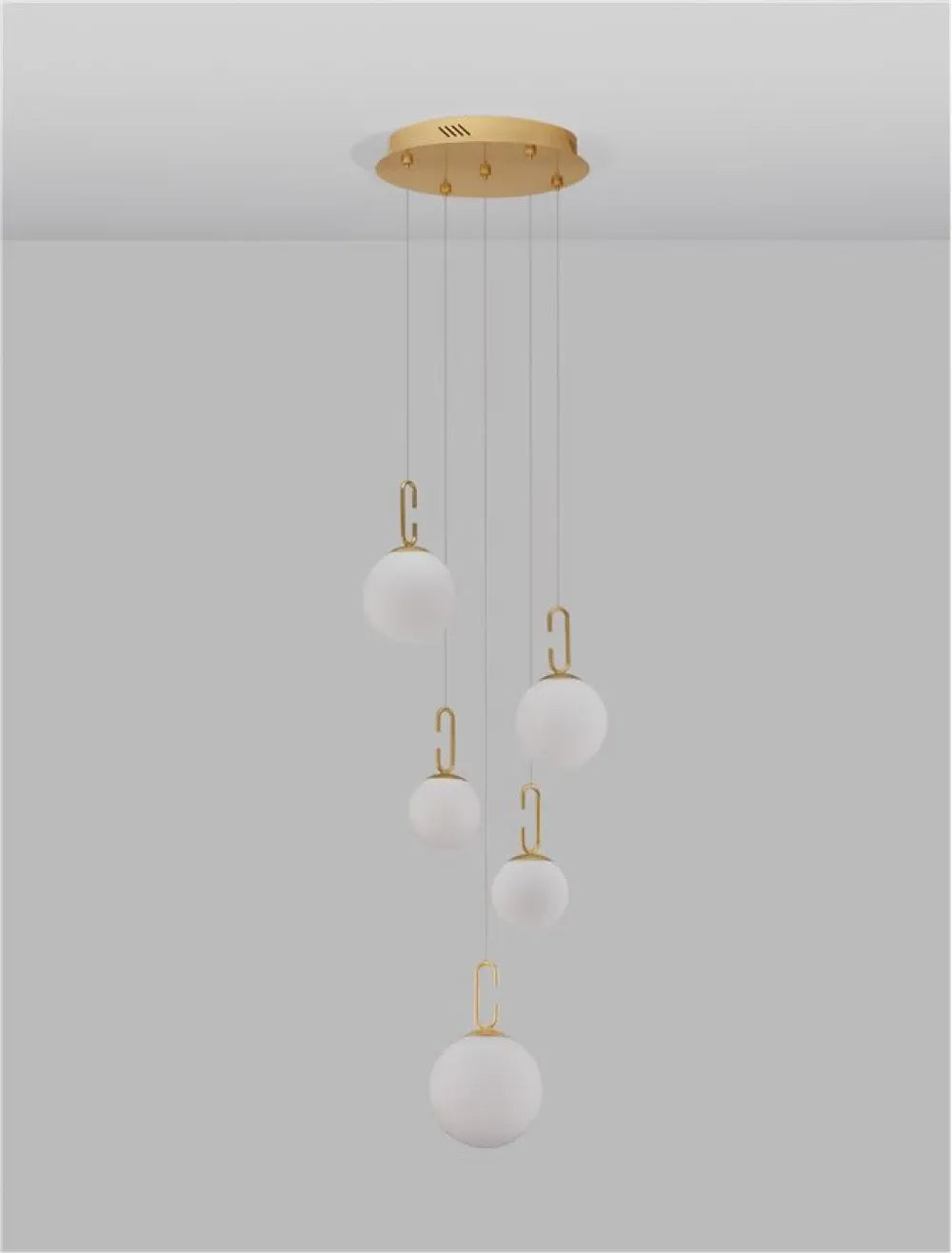 Candelabru structura din Metal Auriu si abajur din Sticla Alb H180xL42cm IP20 30W 3142lm 3000k HOOK