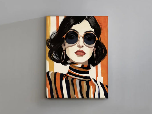 Tablou Portret pe Panza Multicolor L90xH120cm Orange