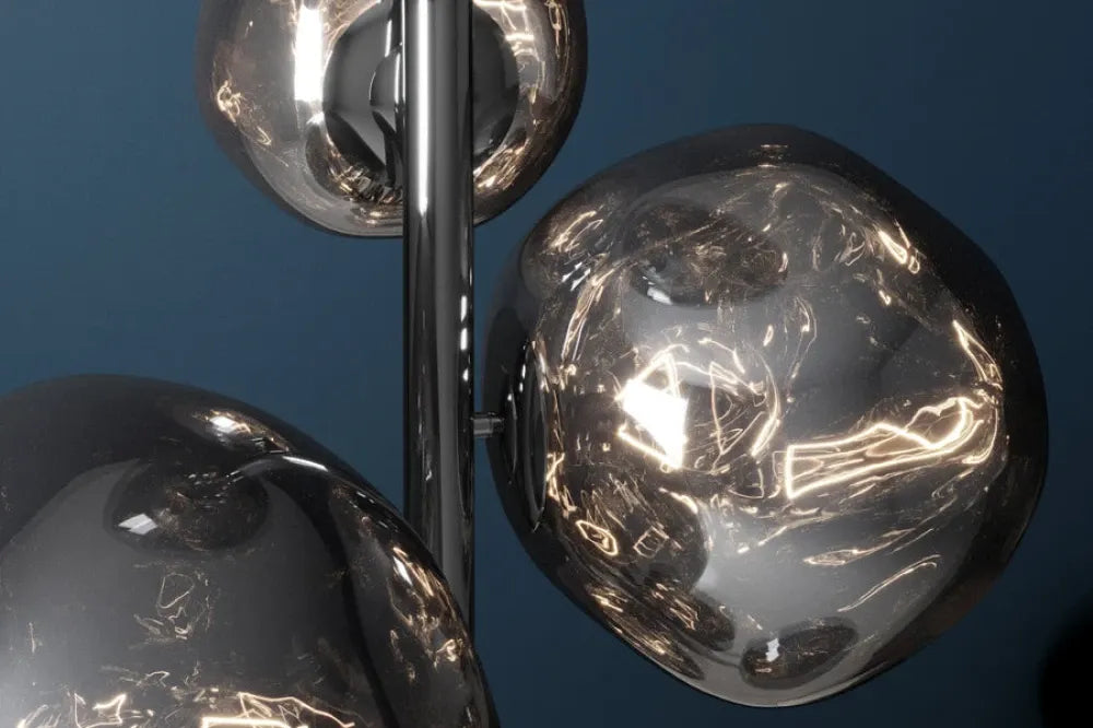 Lampa de podea din Metal Negru si Sticla Fumuriu L50xH168cm LIQUID DIAMOND