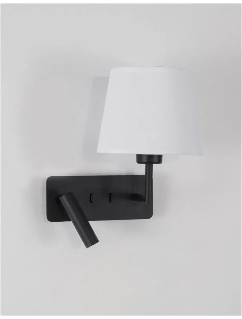 Aplica de perete structura din Aluminiu Negru si abajur din Textil Alb H32xL27.5cm IP20 15W 210lm 3000k SAVONA