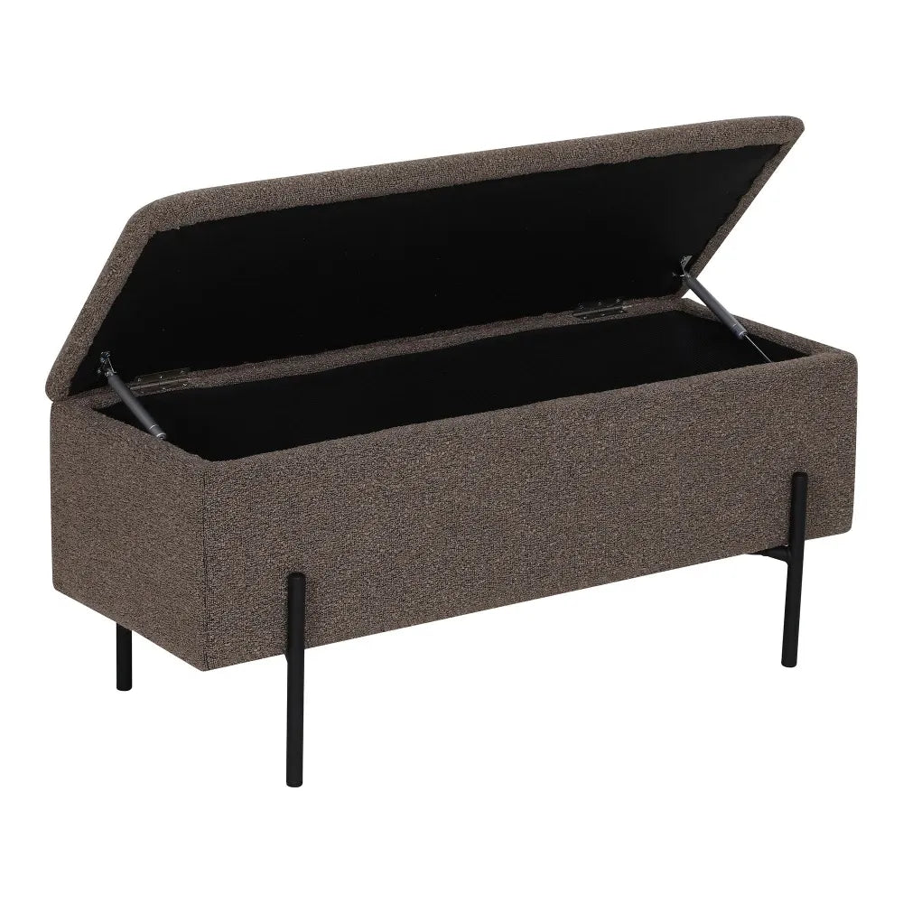 Bancheta din Stofa boucle Maro si Metal Negru L36.5xH43cm Watford