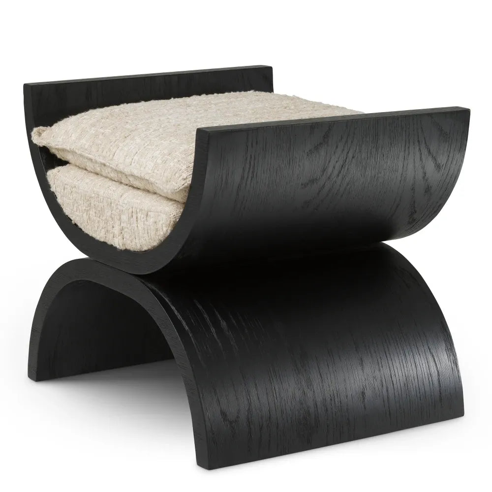 Taburet tapitat cu Stofa Crem L55xA47xH48cm Claybourne Eichholtz