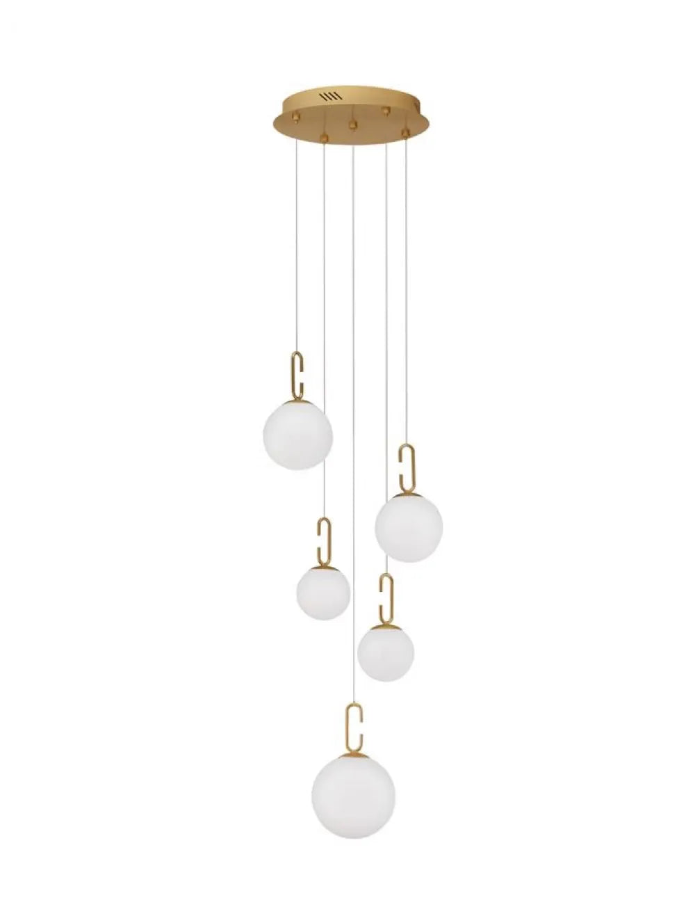 Candelabru structura din Metal Auriu si abajur din Sticla Alb H180xL42cm IP20 30W 3142lm 3000k HOOK