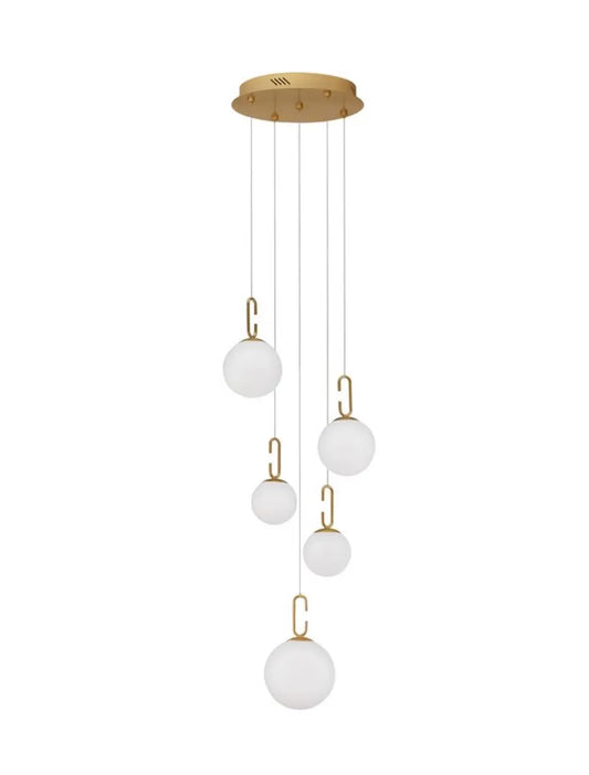 Candelabru structura din Metal Auriu si abajur din Sticla Alb H180xL42cm IP20 30W 3142lm 3000k HOOK