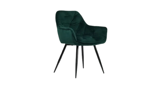 Scaun cu brate din Catifea si Metal Verde/Negru H87xL57xA43cm Cherry