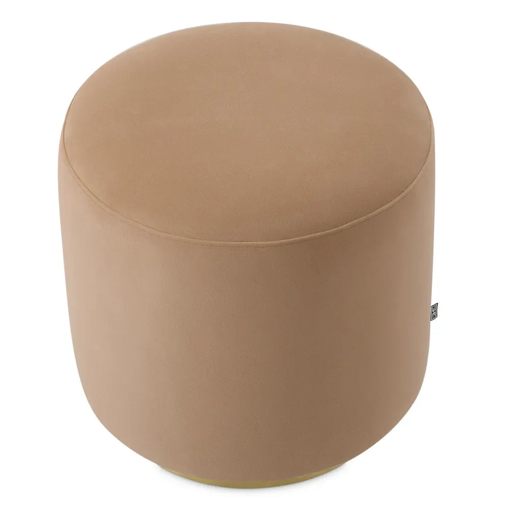 Taburet tapitat cu Catifea Piersica D48xH50cm Greer Eichholtz